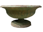 Antique Cast Iron Garden Urn with Aged Patina - Green