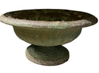 Antique Cast Iron Garden Urn with Aged Patina - Green