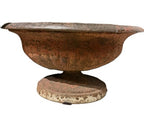 Antique Cast Iron Garden Urn with Aged Patina - Red