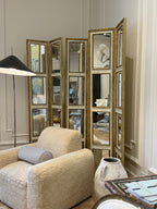 Antique Giltwood Folding Screen with Multiple Panels