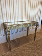 Antique Italian Neoclassical Giltwood Console Table with Glass Top
