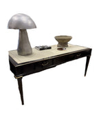 Black Writing Desk with Cream Leather Inset