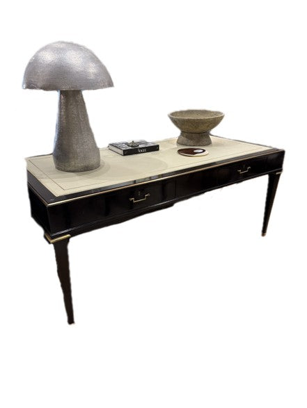 Black Writing Desk with Cream Leather Inset