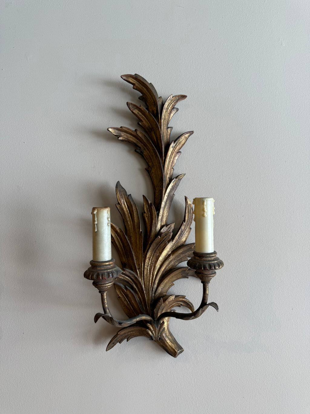 Pair of Antique 1890 Floral Wall Sconces