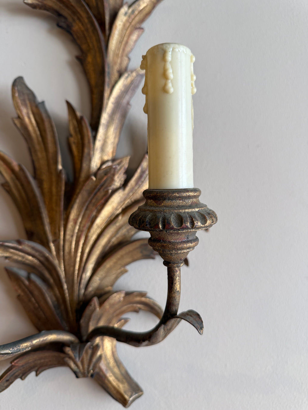 Pair of Antique 1890 Floral Wall Sconces