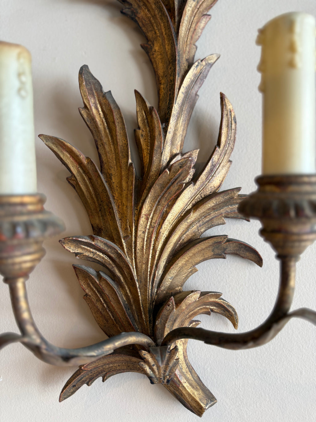 Pair of Antique 1890 Floral Wall Sconces