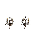Pair of 19th Century Gilded Leaf 2-Arm Sconces