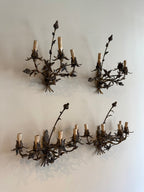 1900s Antique Iron Floral Sconces