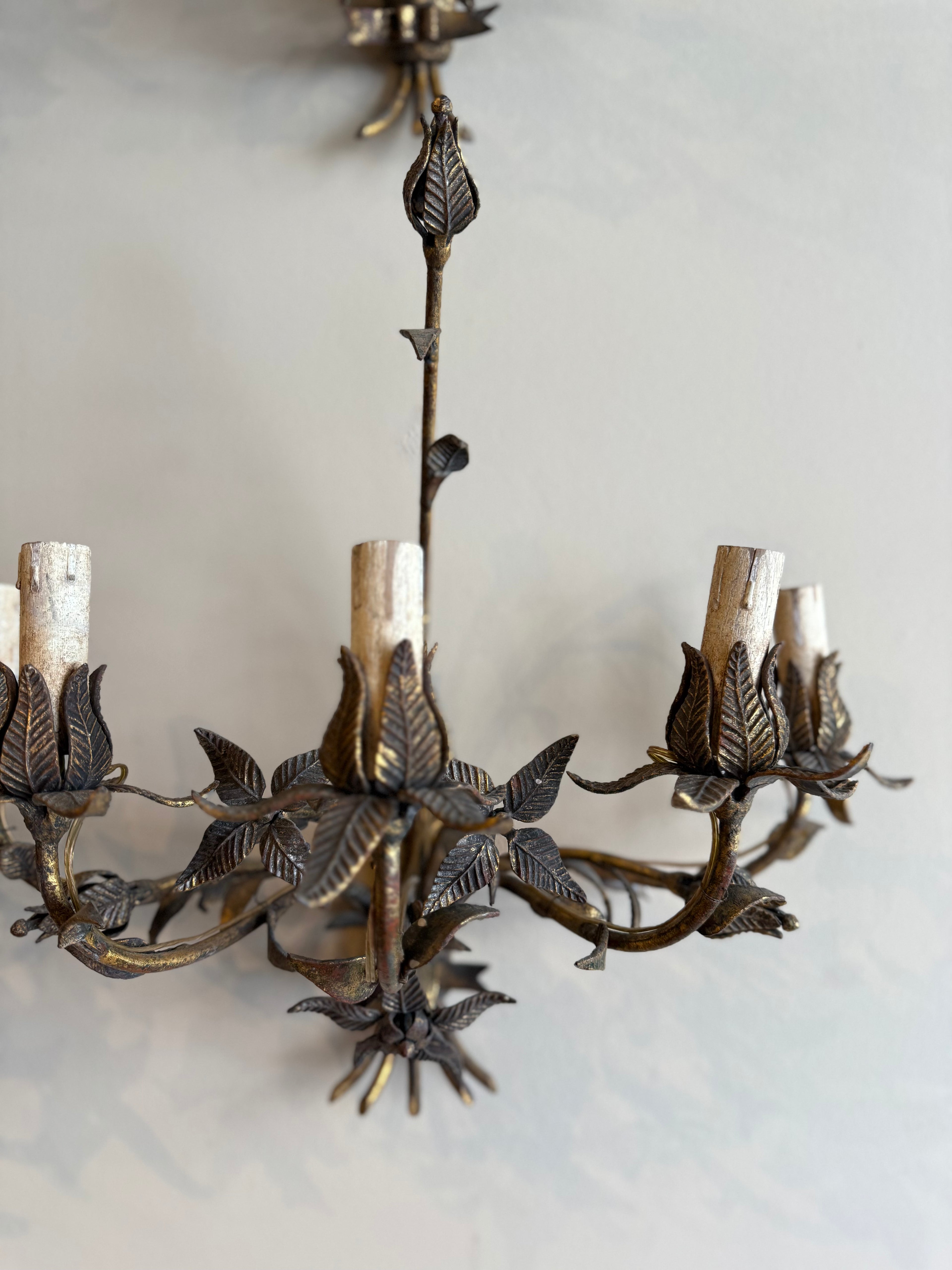 1900s Antique Iron Floral Sconces