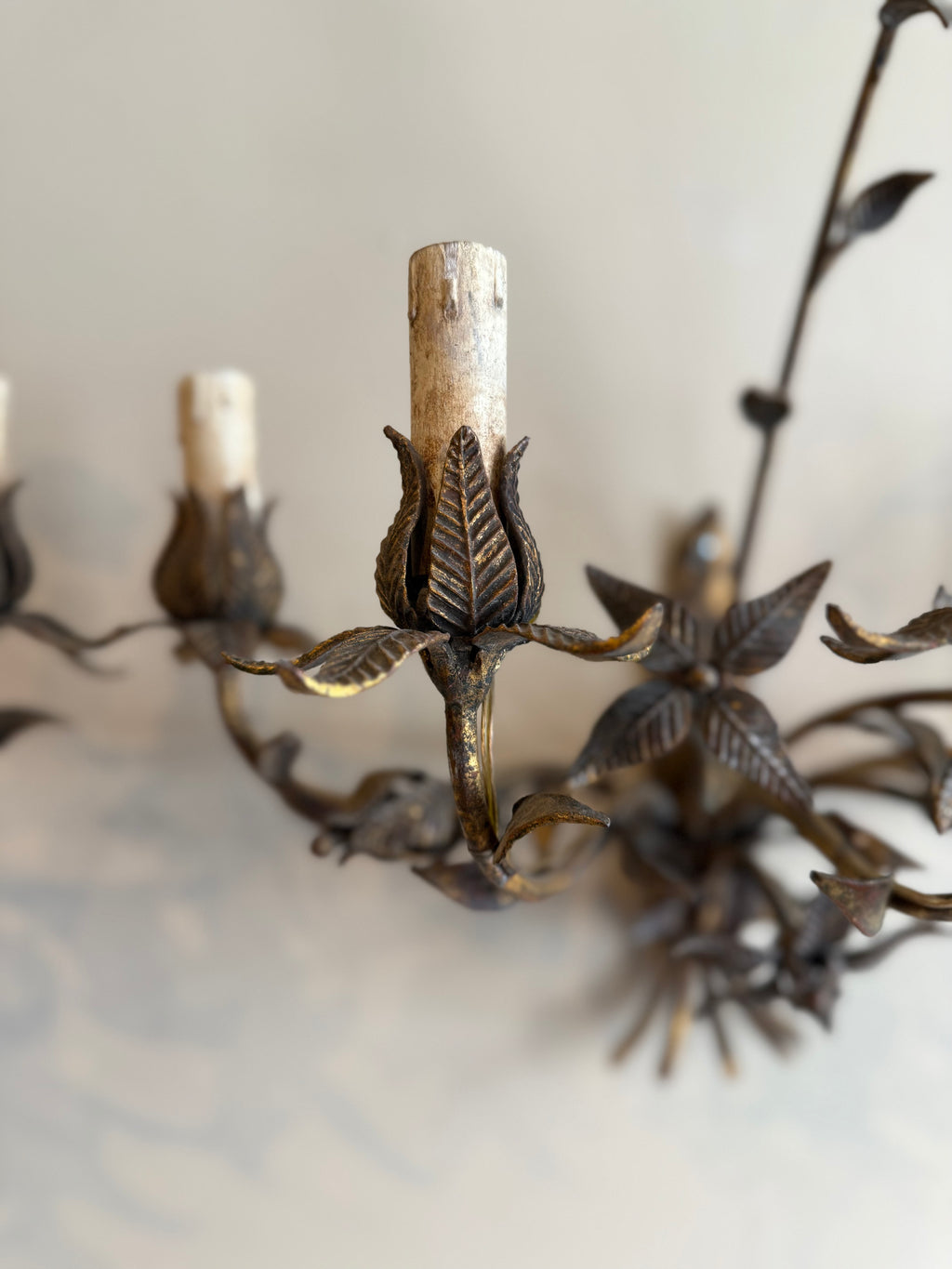1900s Antique Iron Floral Sconces