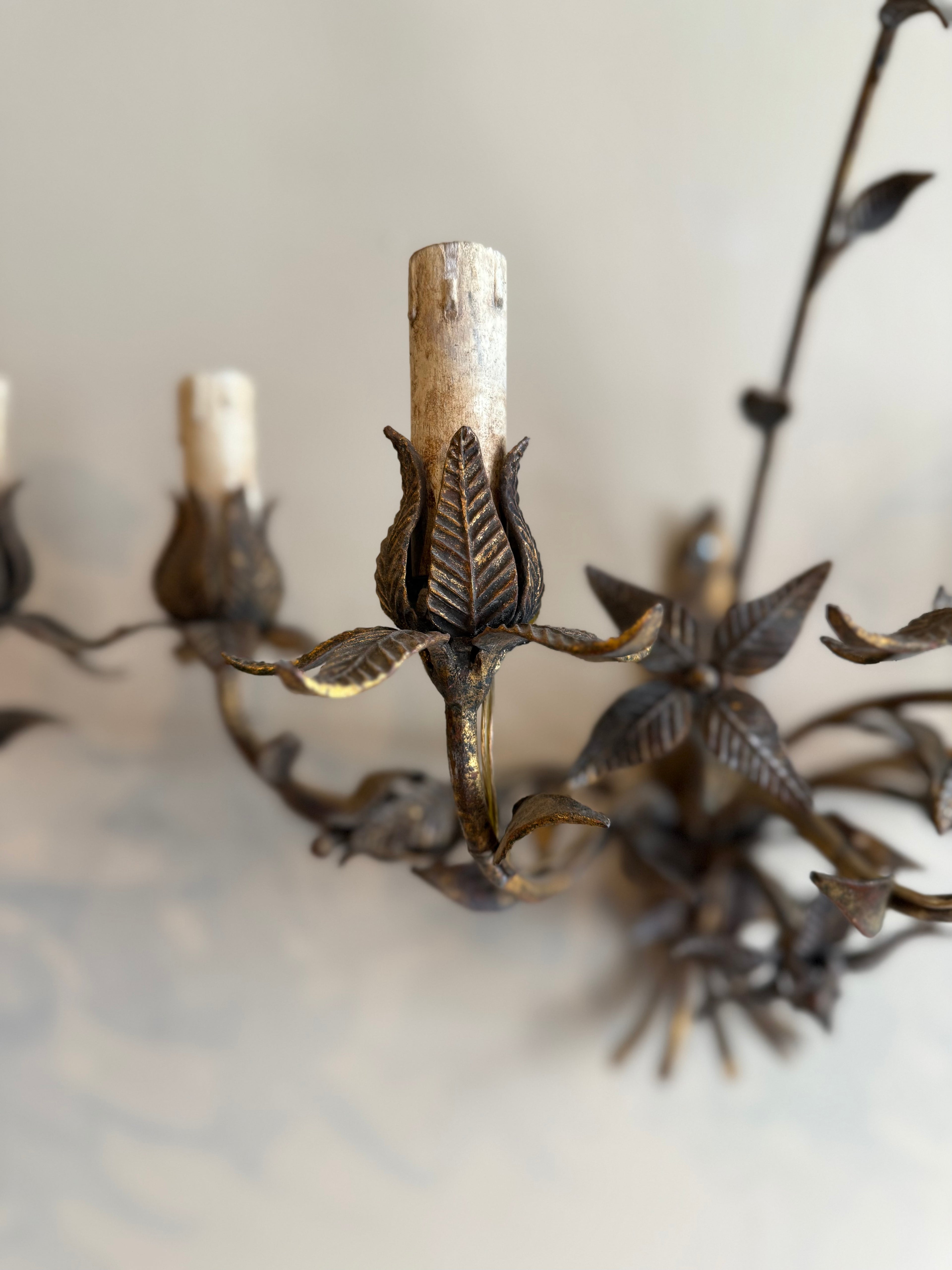 1900s Antique Iron Floral Sconces