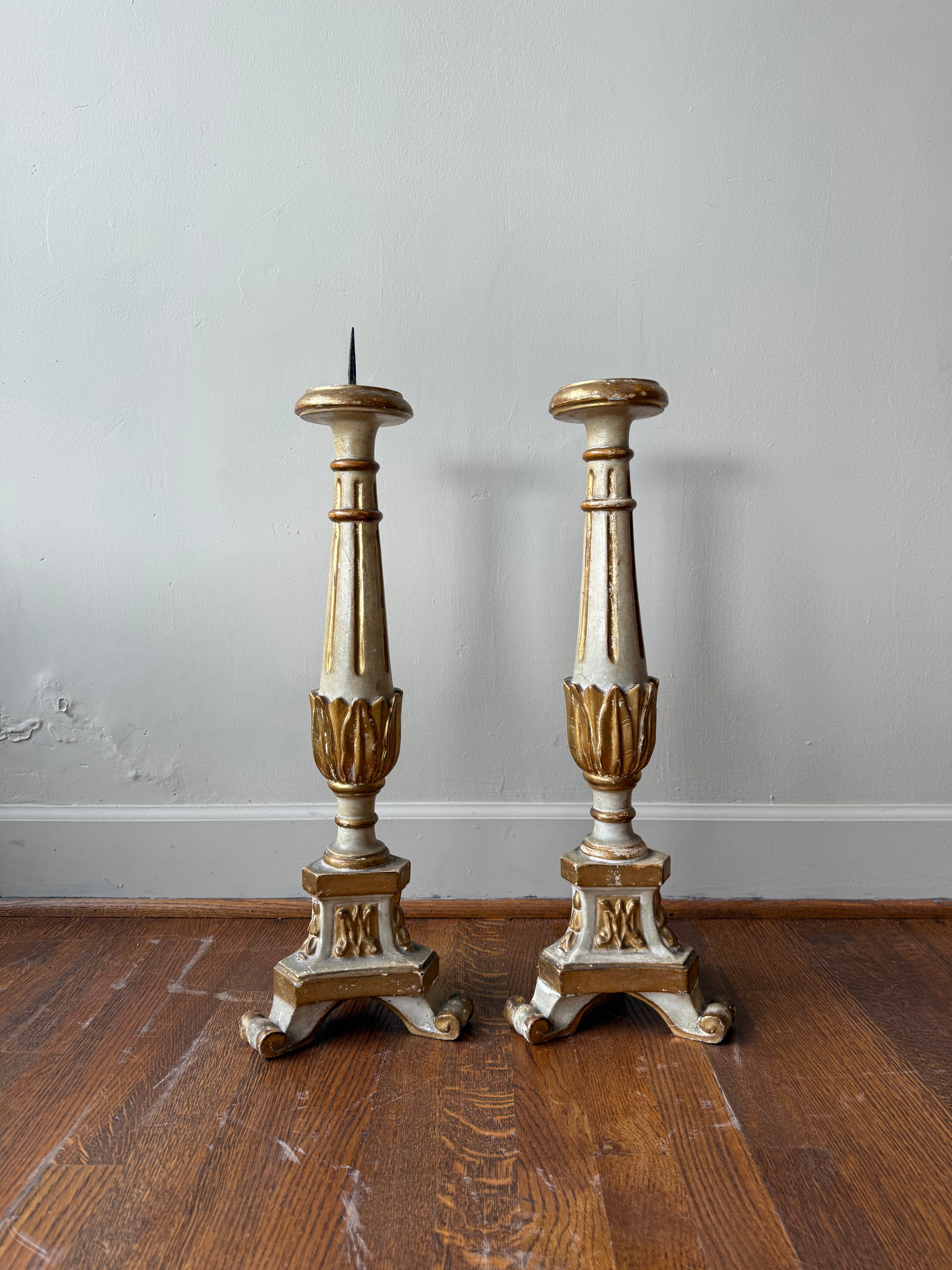Pair of Antique Baroque Candlesticks