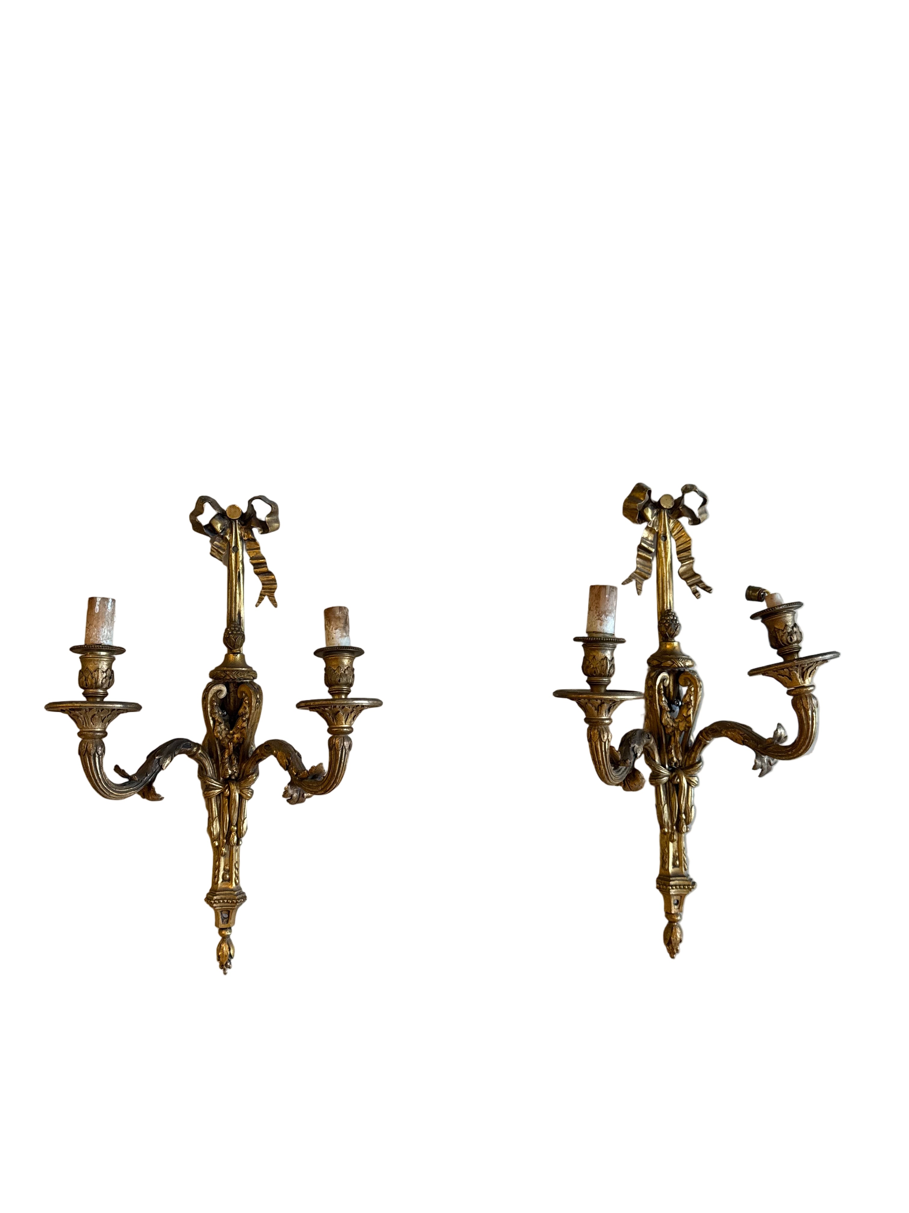 Pair of Gilded Iron French 1900 Sconces