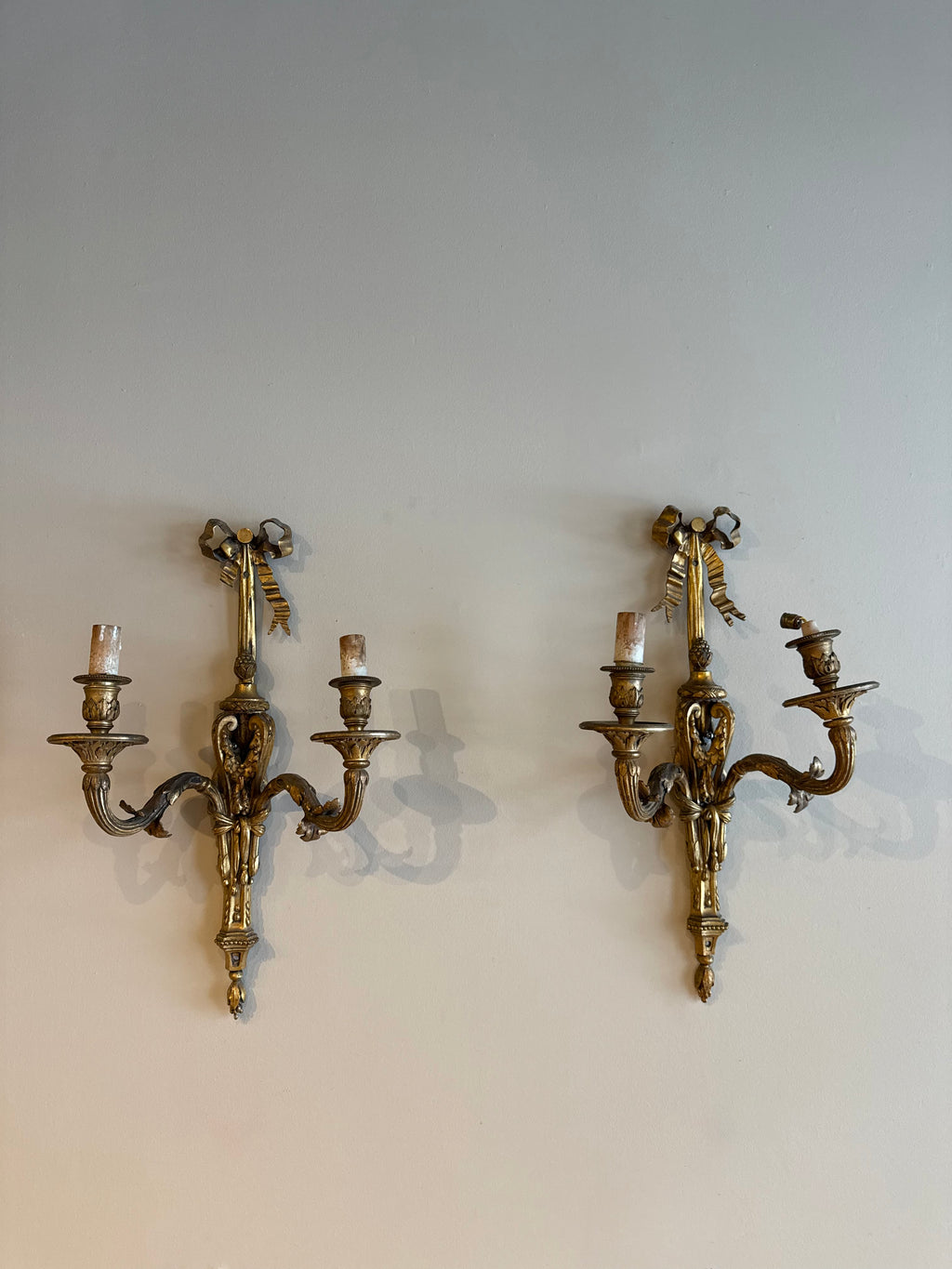 Pair of Gilded Iron French 1900 Sconces