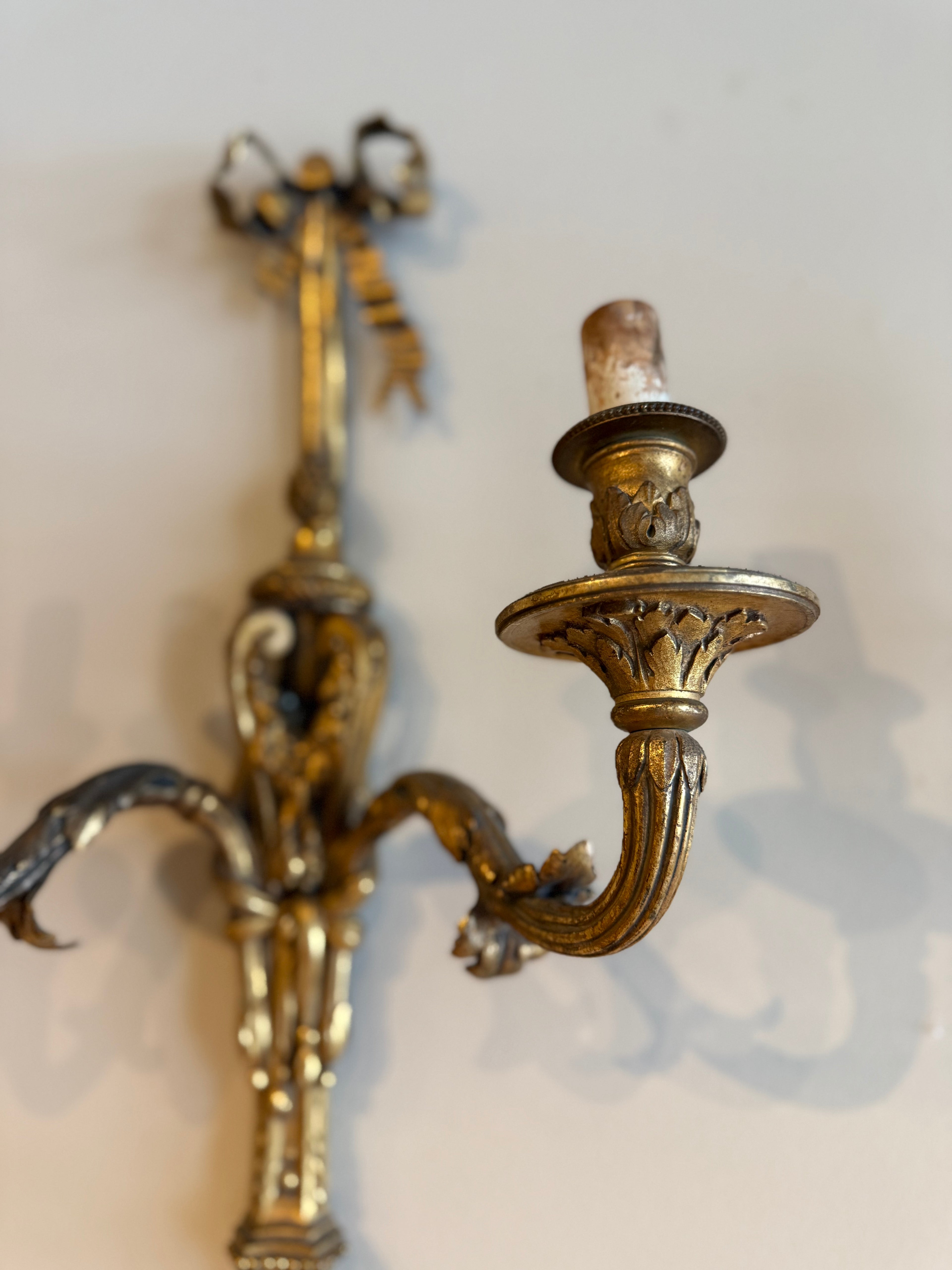 Pair of Gilded Iron French 1900 Sconces
