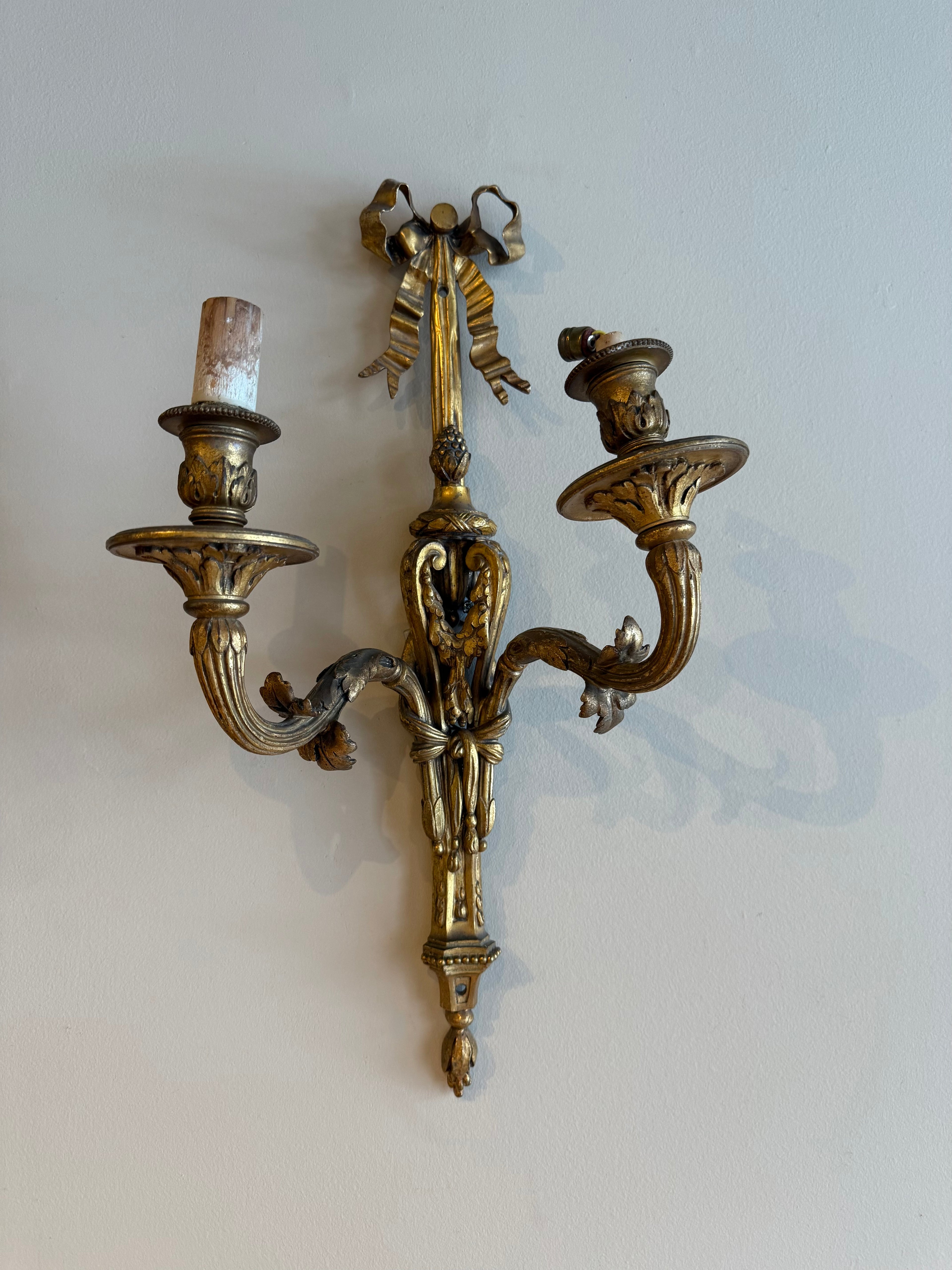 Pair of Gilded Iron French 1900 Sconces