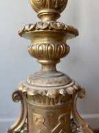 Antique 1880 Gilded Oak Gold Candlestick