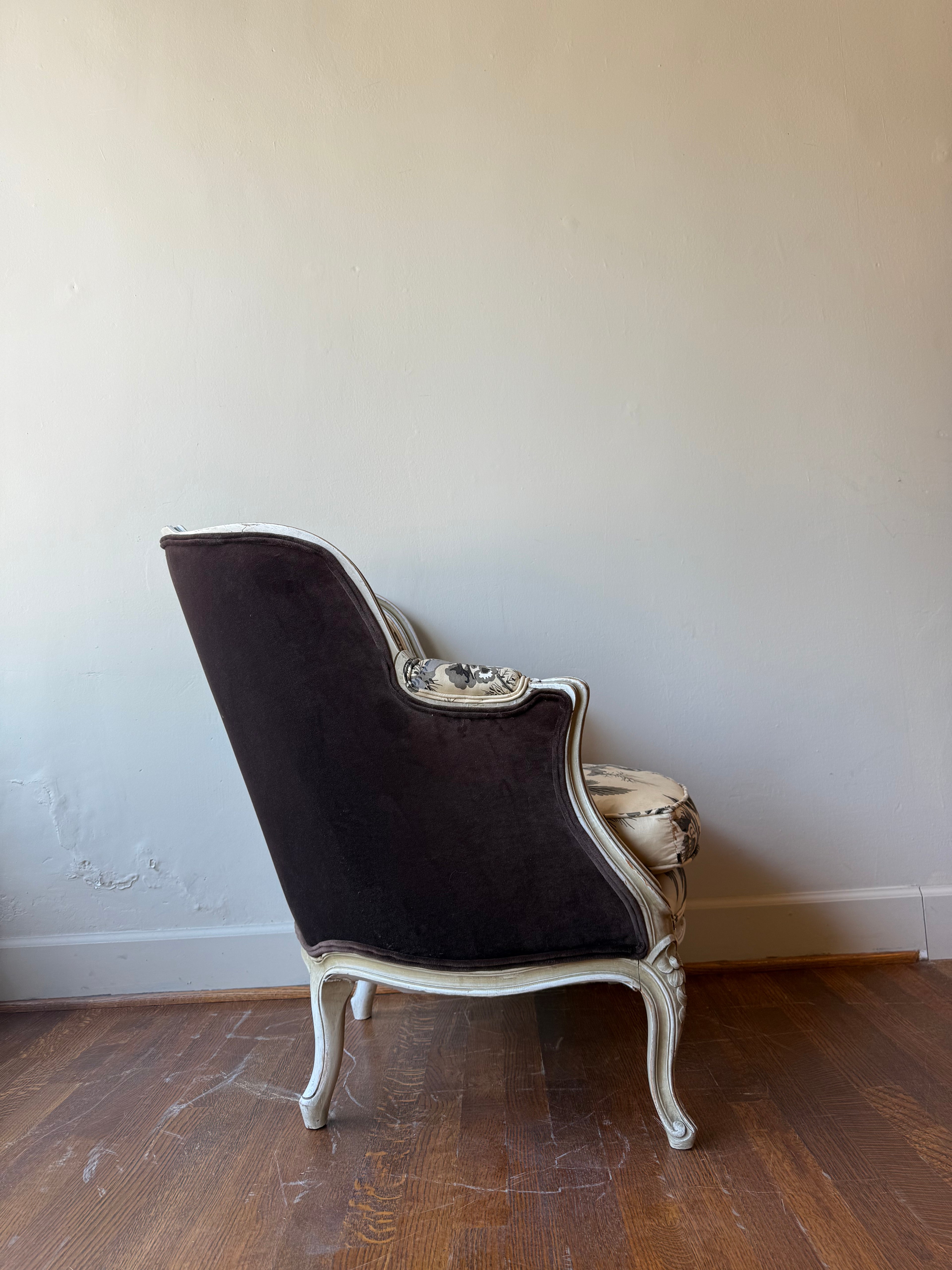 Pair of Floral Antique Louis XV Lounge Chairs