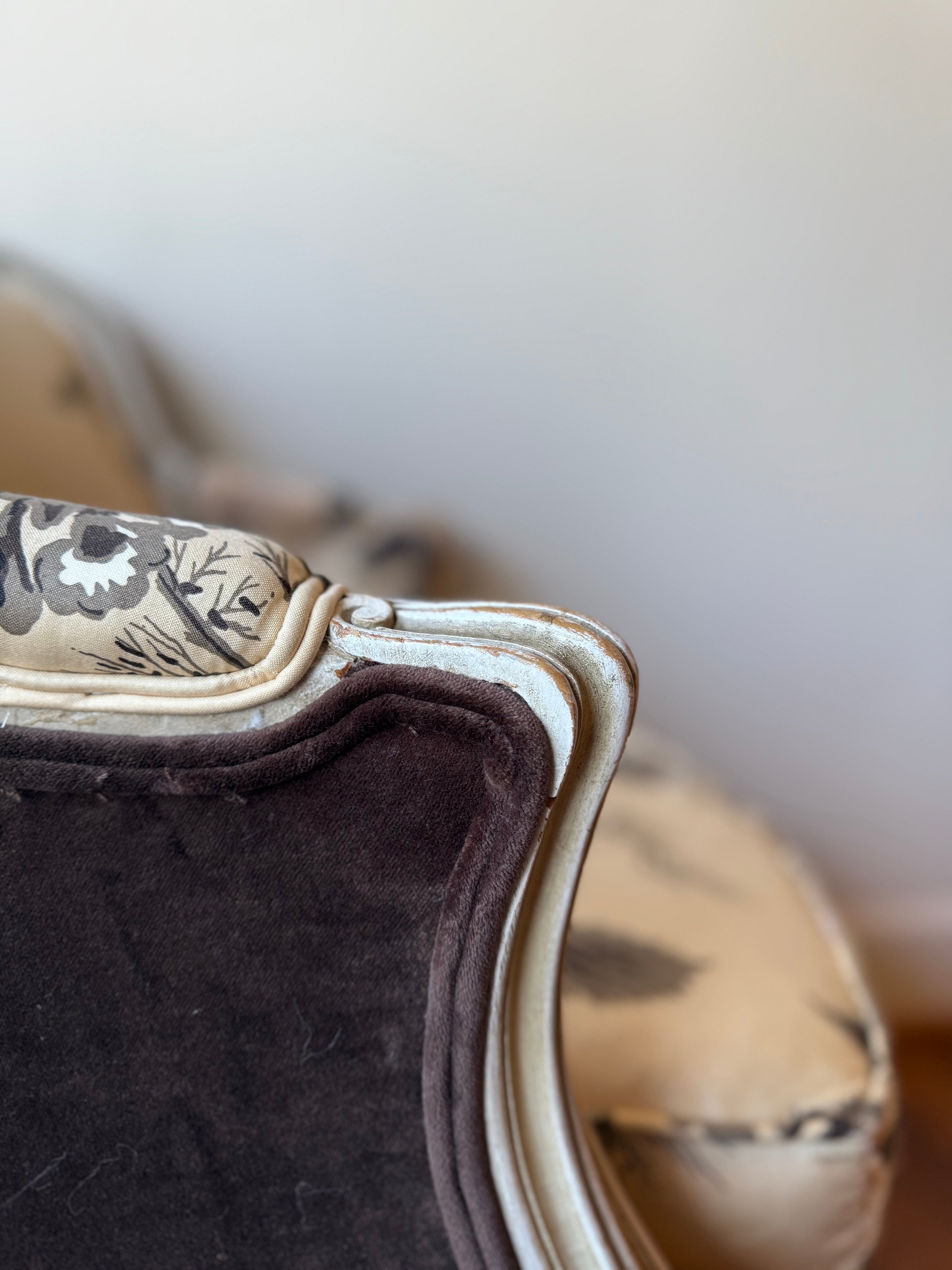 Pair of Floral Antique Louis XV Lounge Chairs