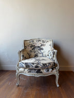 Pair of Floral Antique Louis XV Lounge Chairs