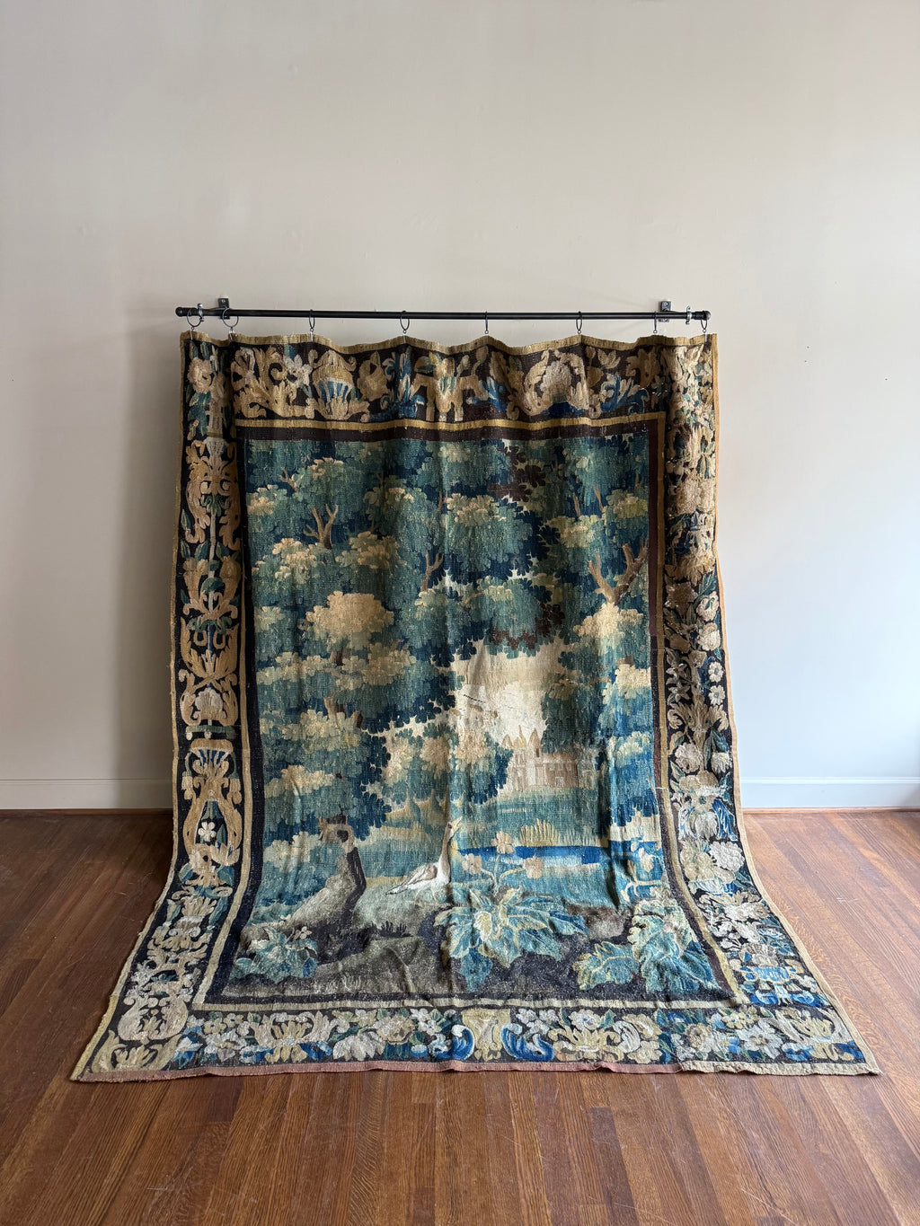 French Antique Tapestry with Border