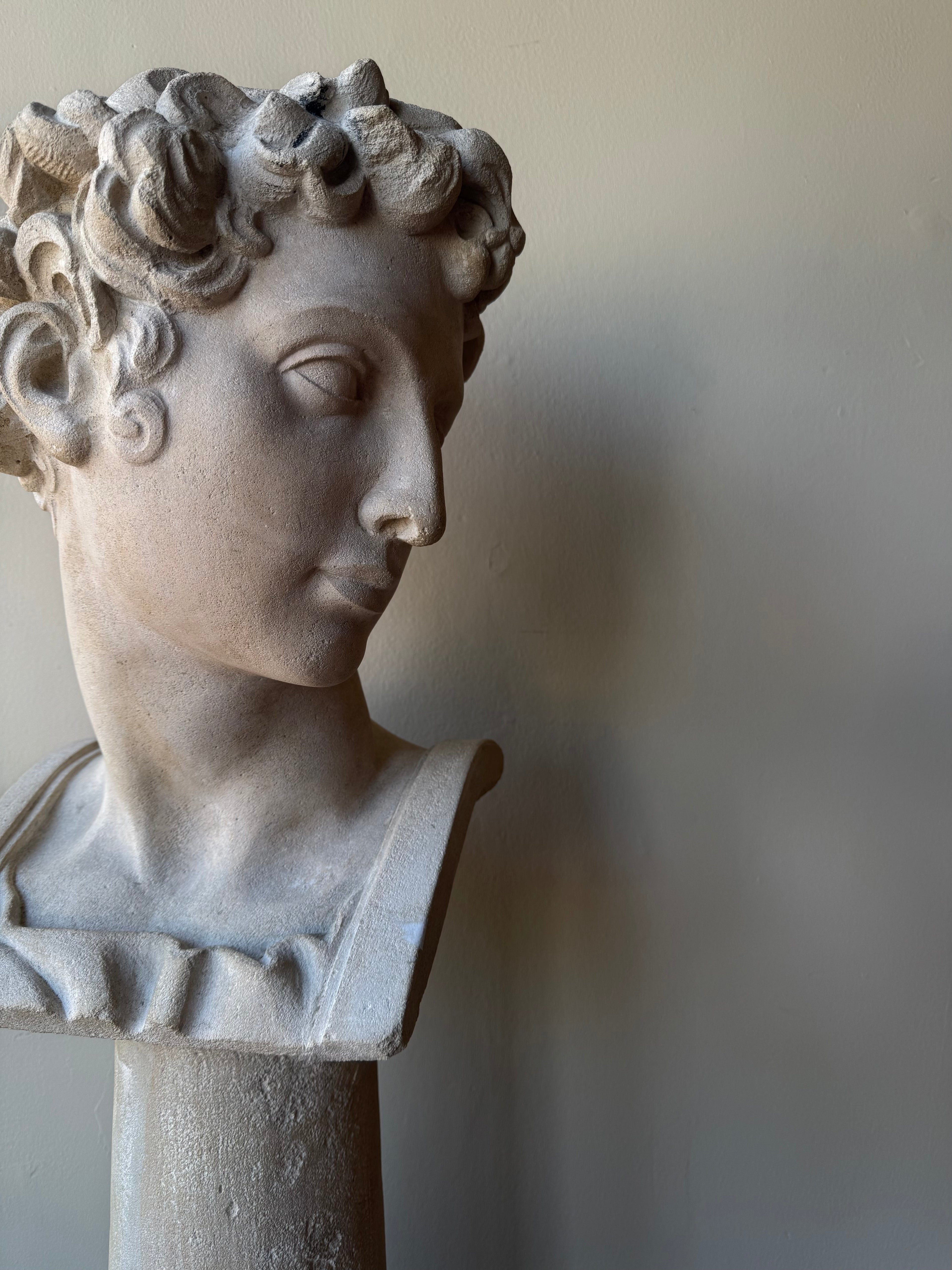 1820 Limestone Bust and Pedestal