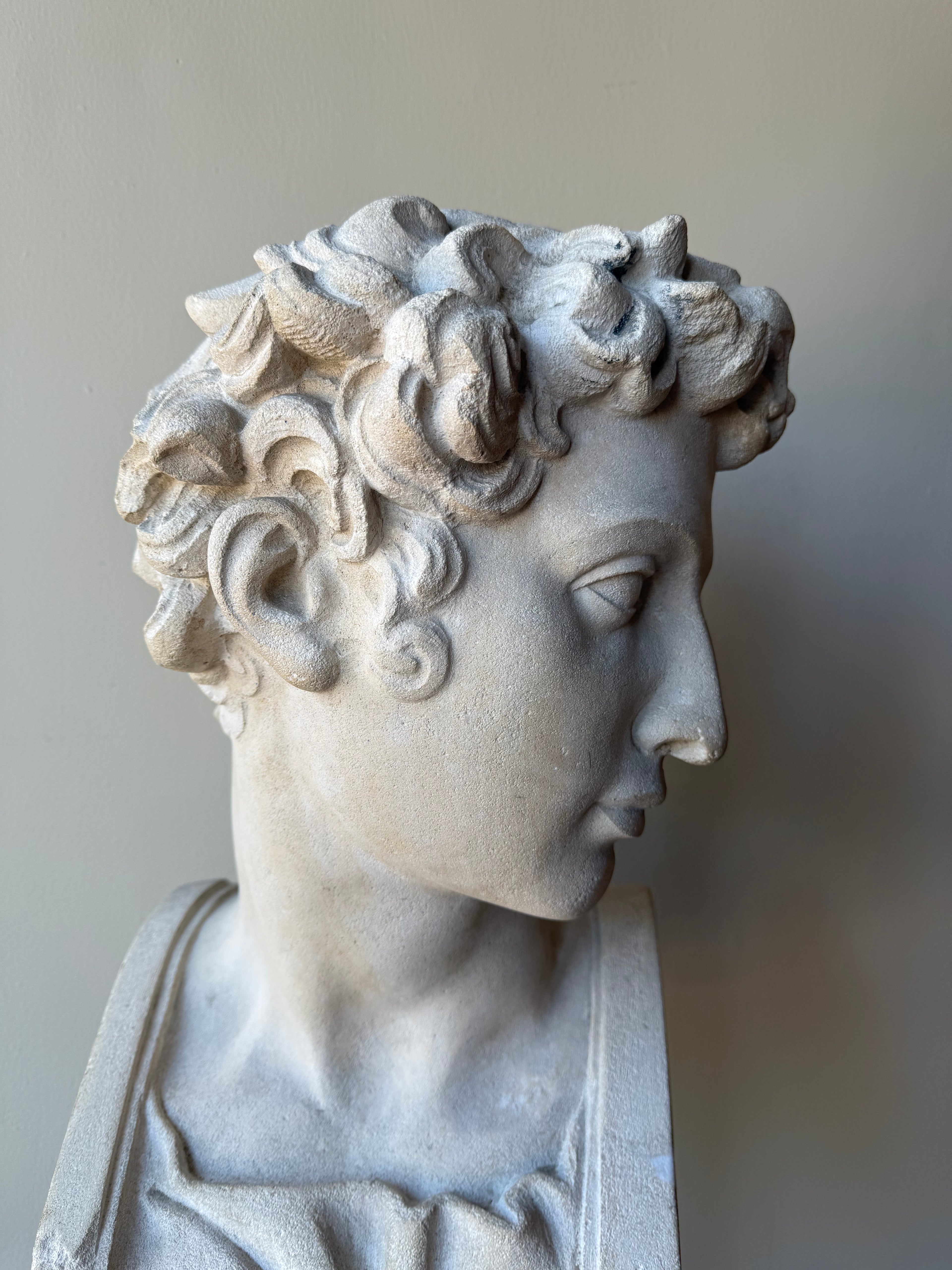 1820 Limestone Bust and Pedestal