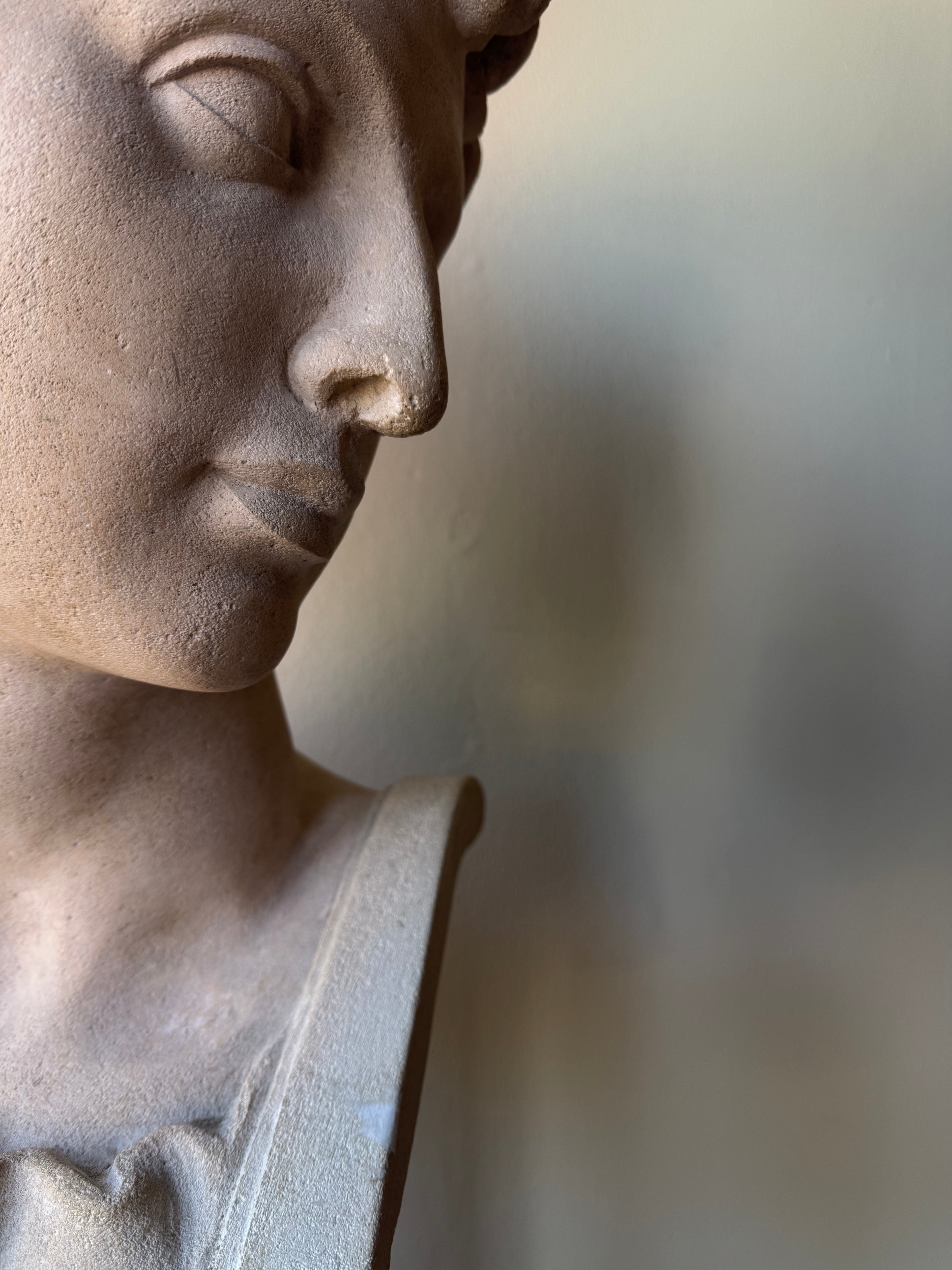 1820 Limestone Bust and Pedestal