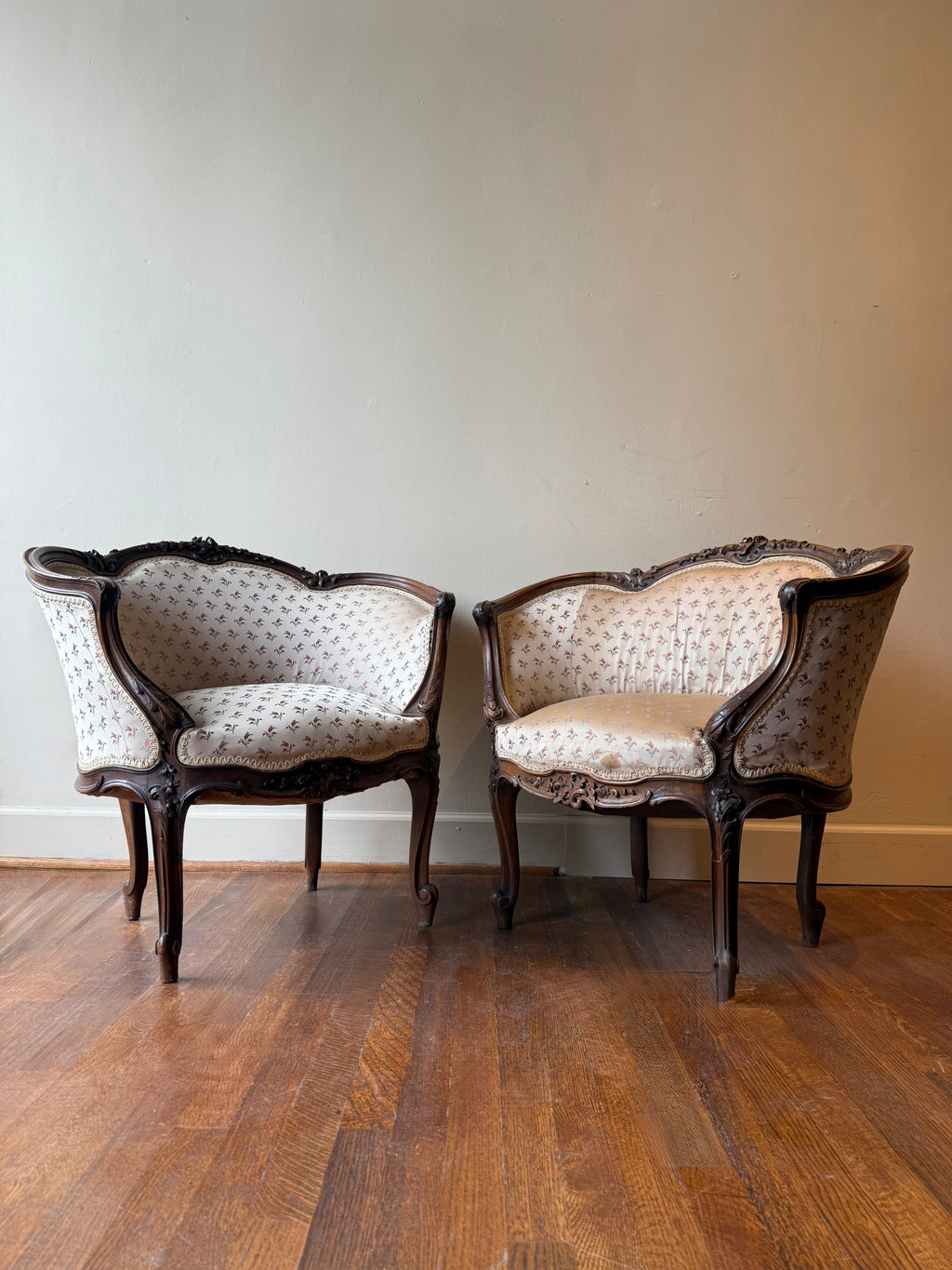 Pair of 1890 French Louis XV Bergere Chairs
