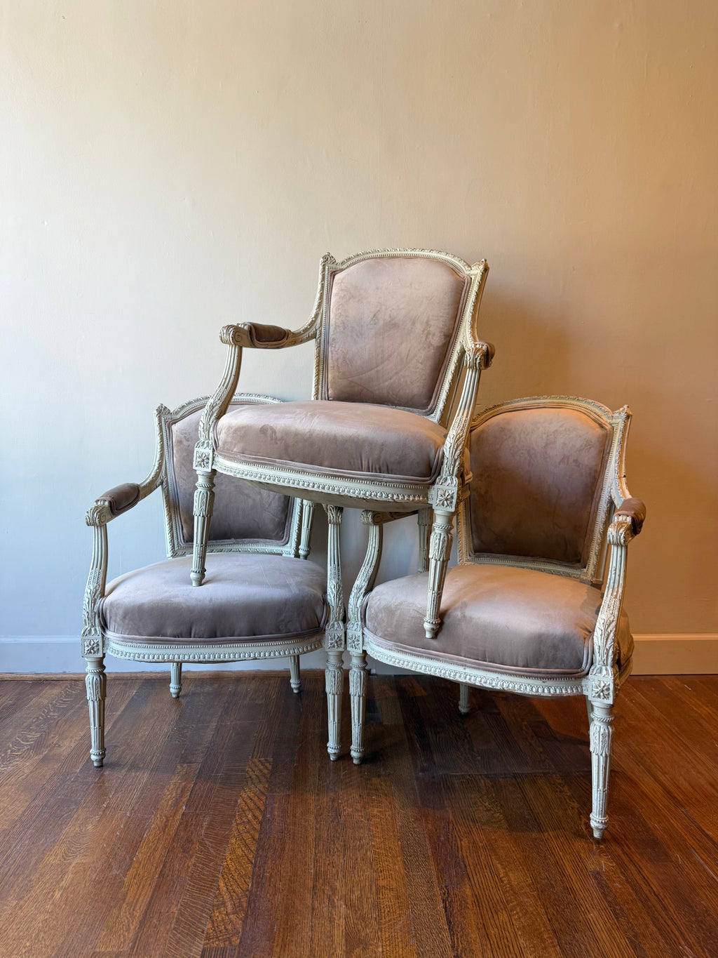 Set of 3 Louis XVI 1890 Antique Armchairs