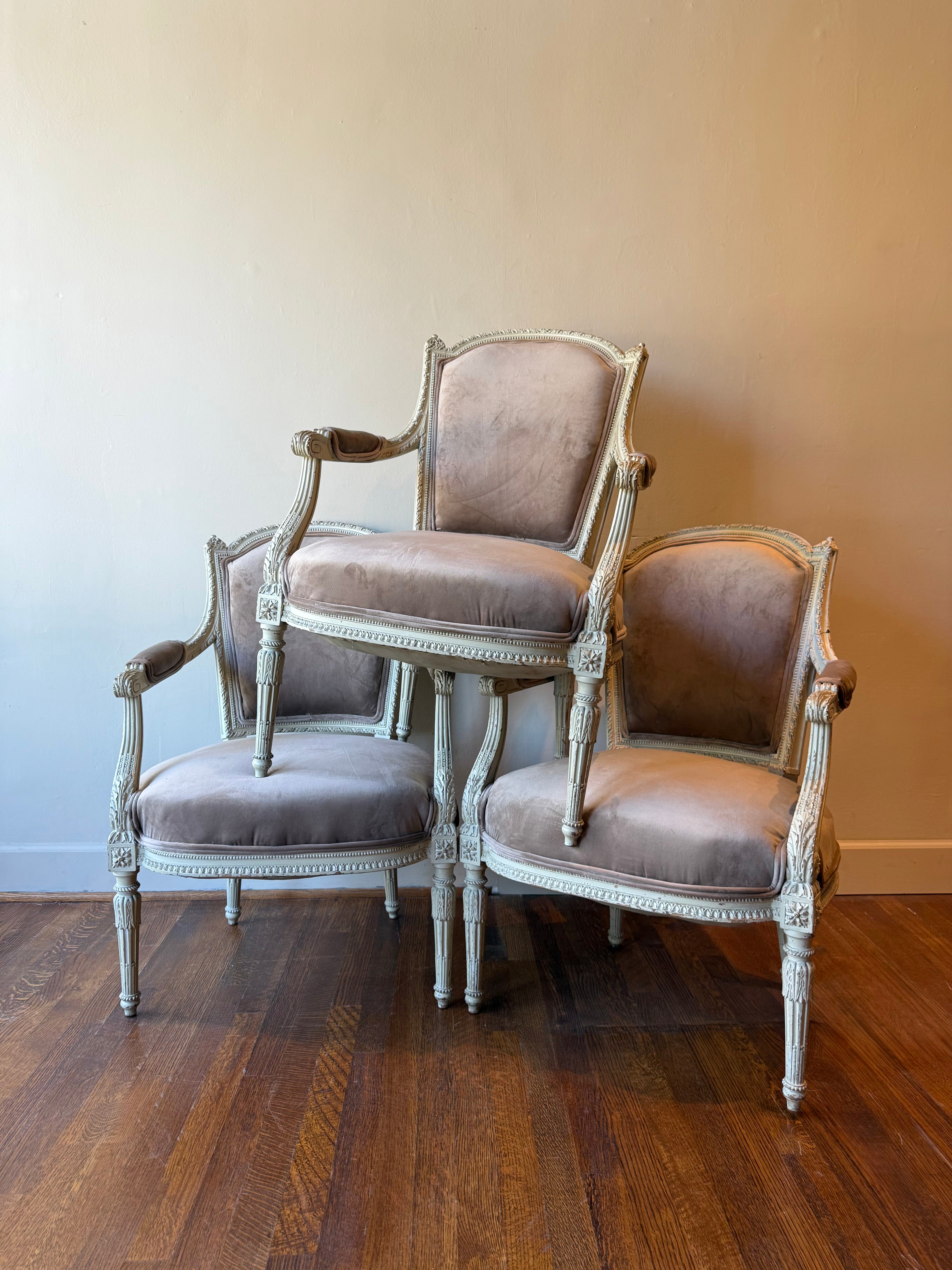 Set of 3 Louis XVI 1890 Antique Armchairs