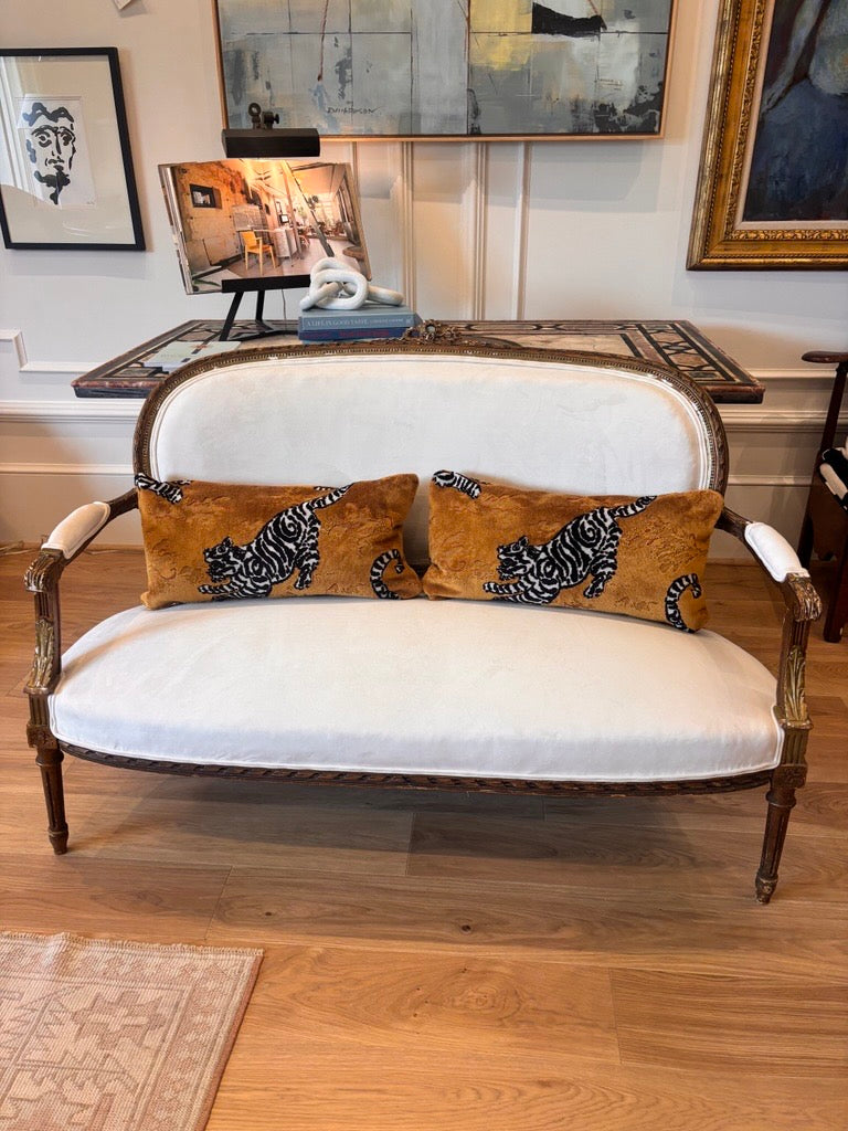 Louis XVI Style Painted & Gilt Oval-Back Canapé