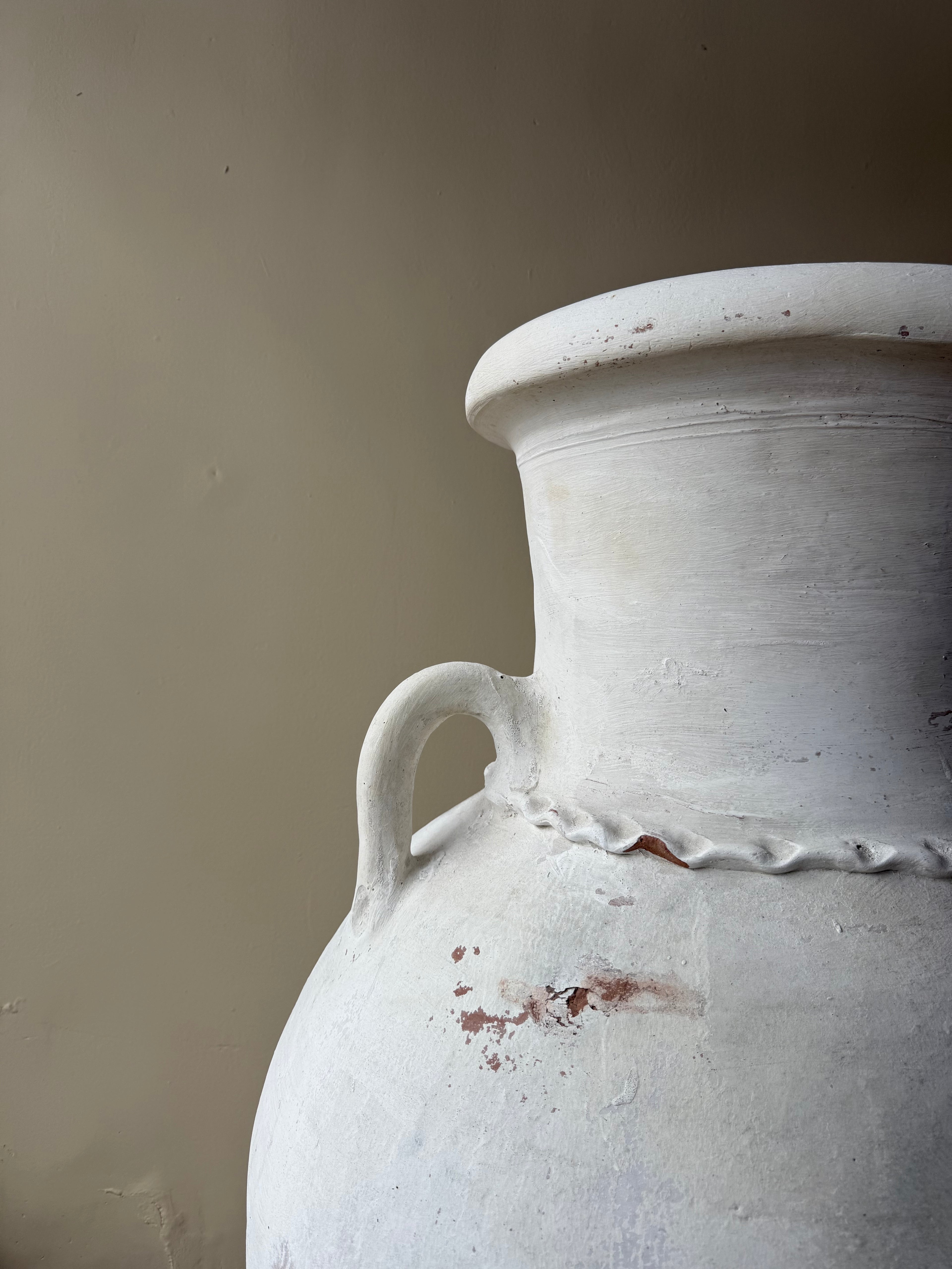 Oversized Antique White Olive Jar
