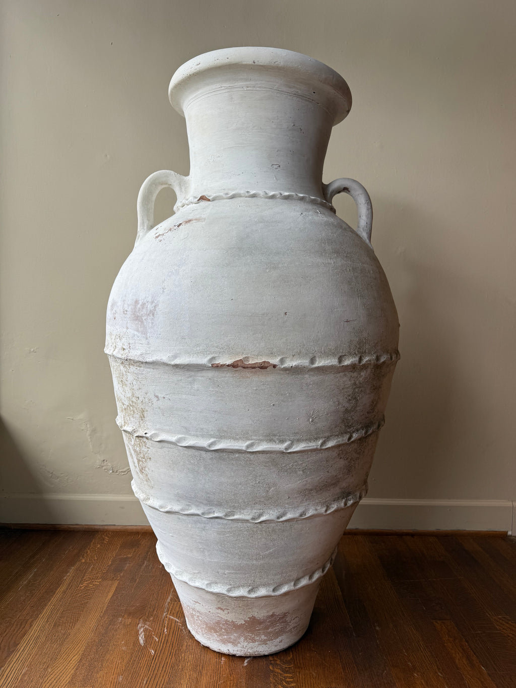 Oversized Antique White Olive Jar