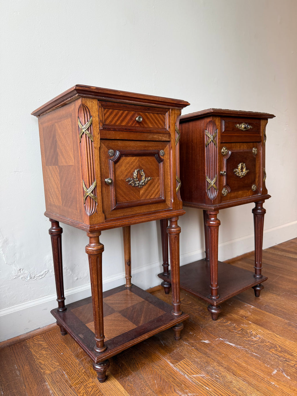 Pair of 19th Century Mahogany Marble-Top Side Tables