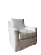White Linen Swivel Armchair