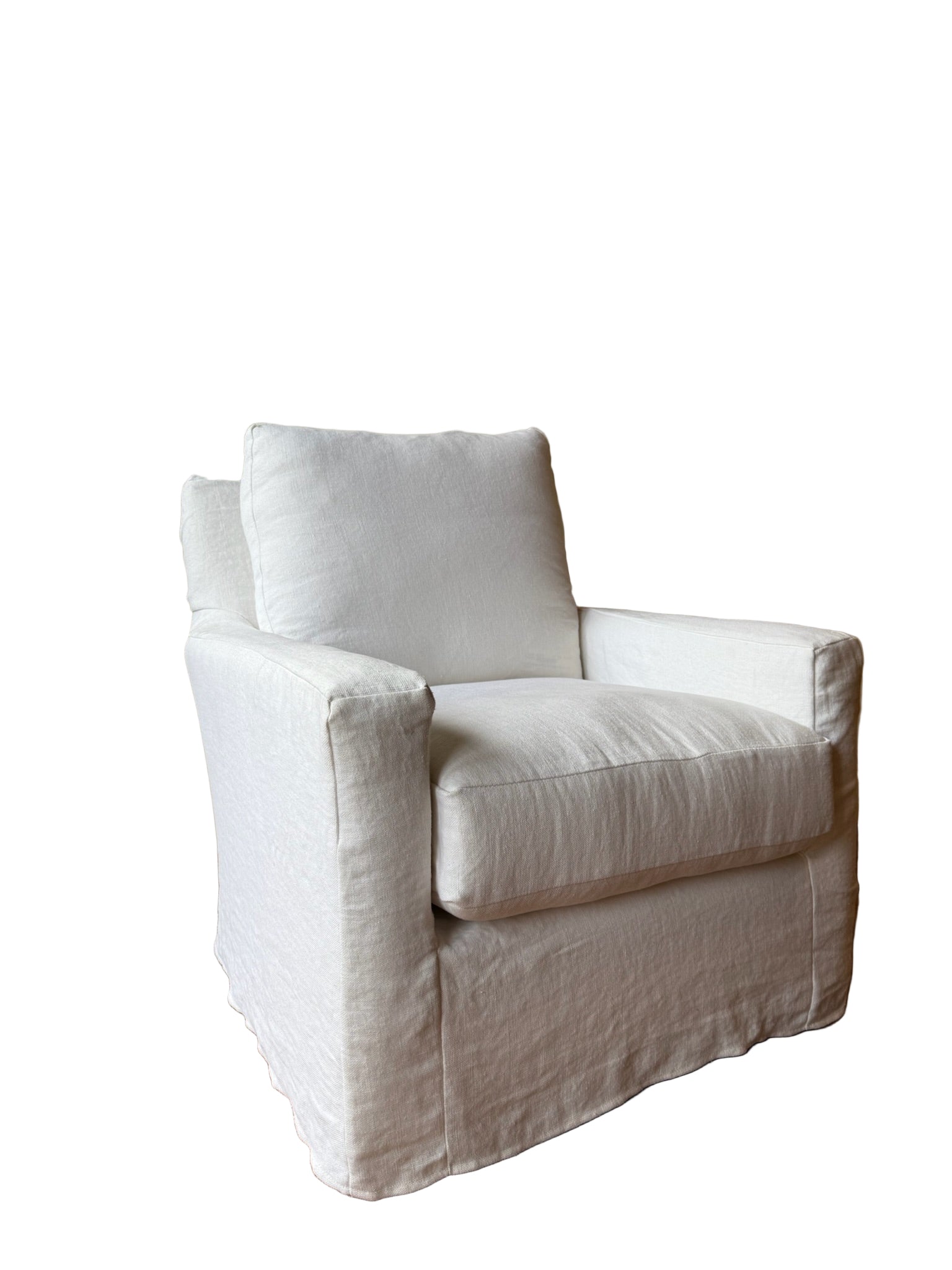 White Linen Swivel Armchair