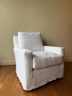 White Linen Swivel Armchair