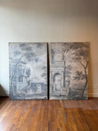 Pair of 18th Century Grisaille Canvas Panels