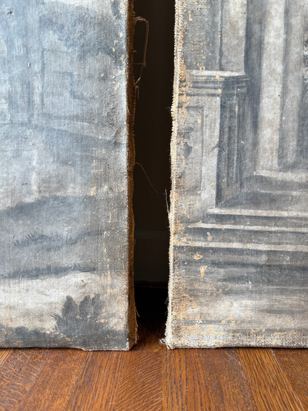 Pair of 18th Century Grisaille Canvas Panels