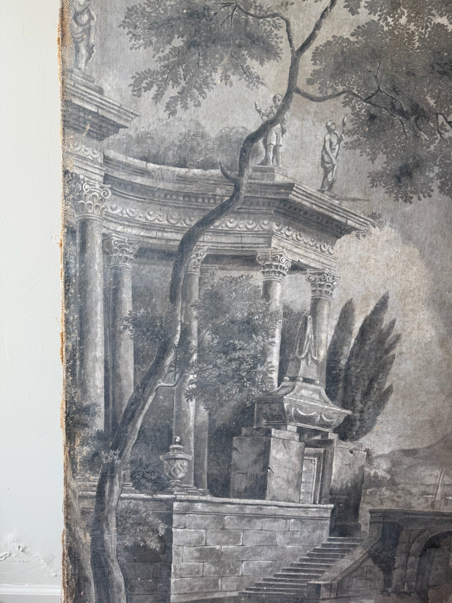 Pair of 18th Century Grisaille Canvas Panels