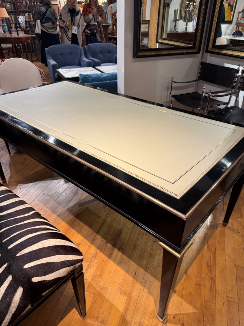 Black Writing Desk with Cream Leather Inset