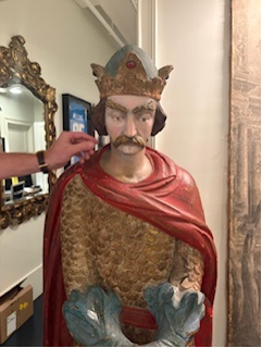 Antique Wooden Knight Statue