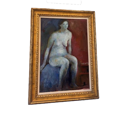 Nude Seated on Blue Rock By Dead Artist Gallery