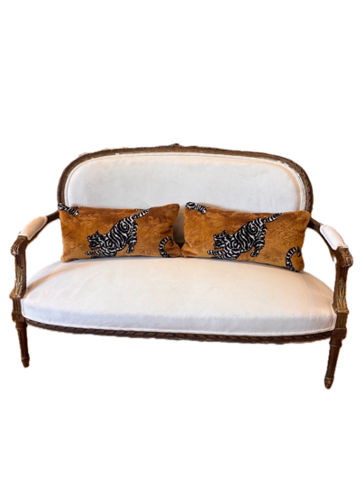 Louis XVI Style Painted & Gilt Oval-Back Canapé